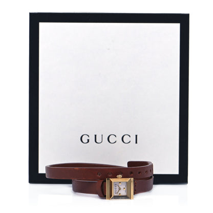 Gucci Stainless Steel Calfskin Mother of Pearl 14mm G-Frame Square Double Wrap Quartz Watch 5 of 5