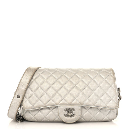 Chanel Metallic Grained Calfskin Quilted Small Casual Rock Flap Silver 1 of 19
