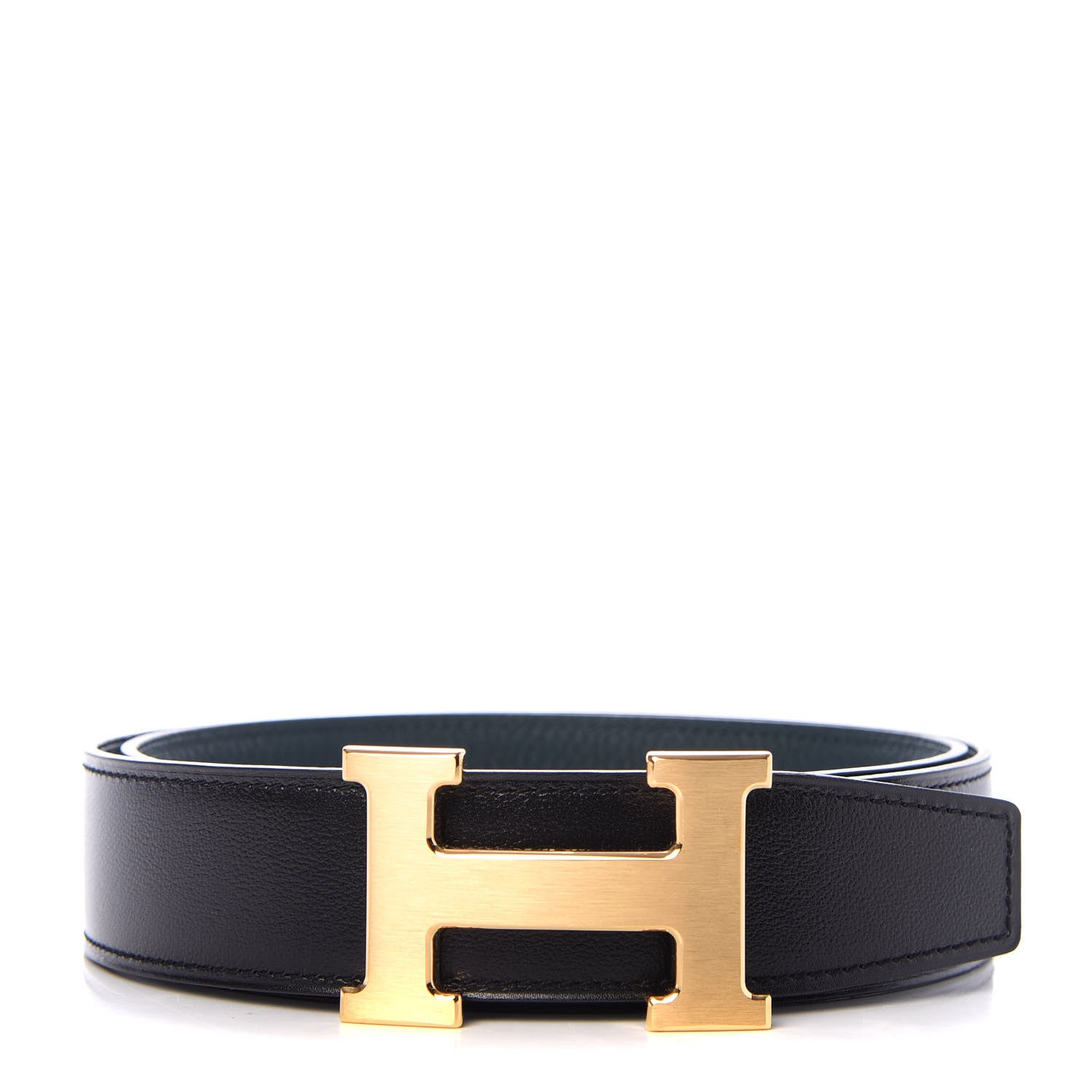Hermes Swift Togo 32mm H Belt 85 Black Vert Cypress 1 of 4