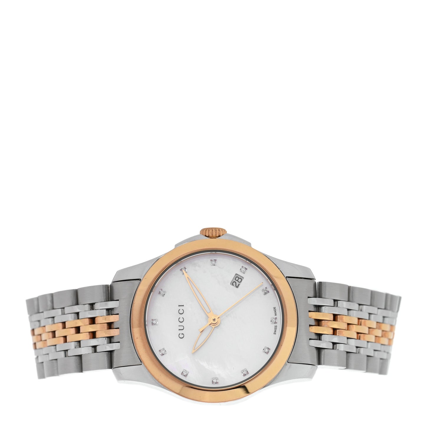 Stainless Steel Diamond Mother of Pearl 27mm G-Timeless Two Tone Quartz Watch
