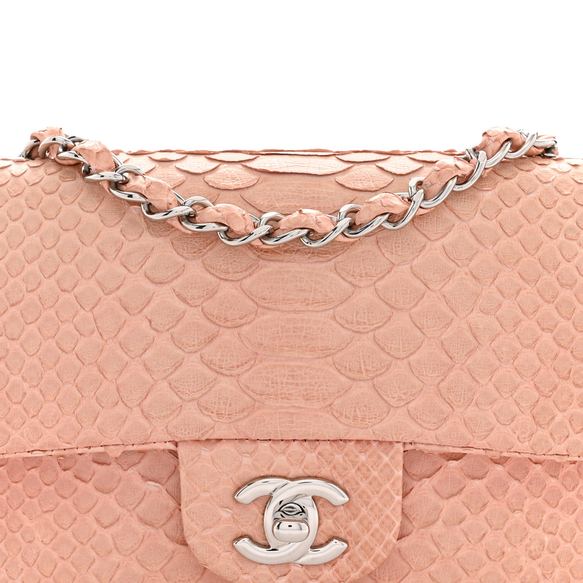 Chanel Snakeskin Mini Rectangular Flap Pink 8 of 12