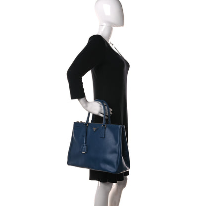 Prada Saffiano Galleria Double Zip Tote Bluette 2 of 16