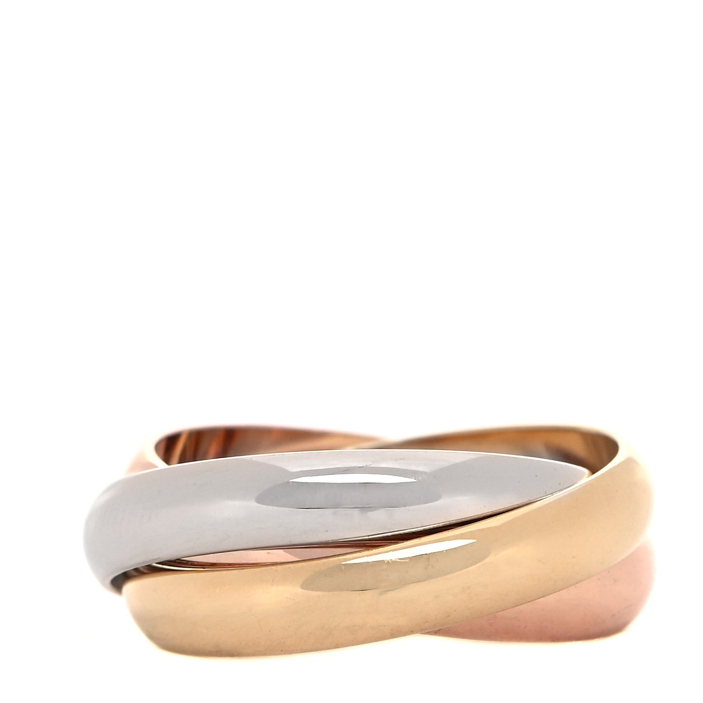 18K Pink Yellow White Gold Classic Les Must De Cartier Trinity Ring 52 6