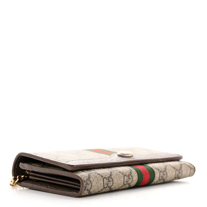 Gucci GG Supreme Monogram Web Ophidia Wallet On Chain Brown 3 of 11