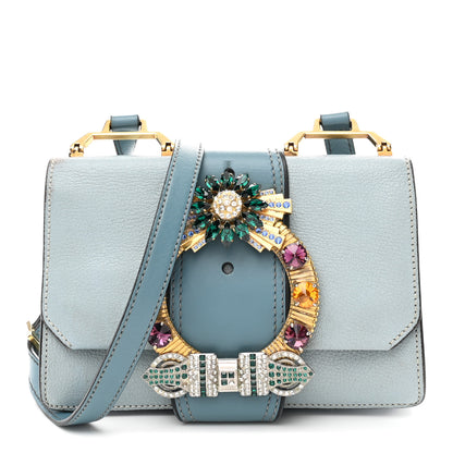 Miu Miu Goatskin Madras Soft Calf Crystal Embellished Shoulder Bag Astrale 1 of 13
