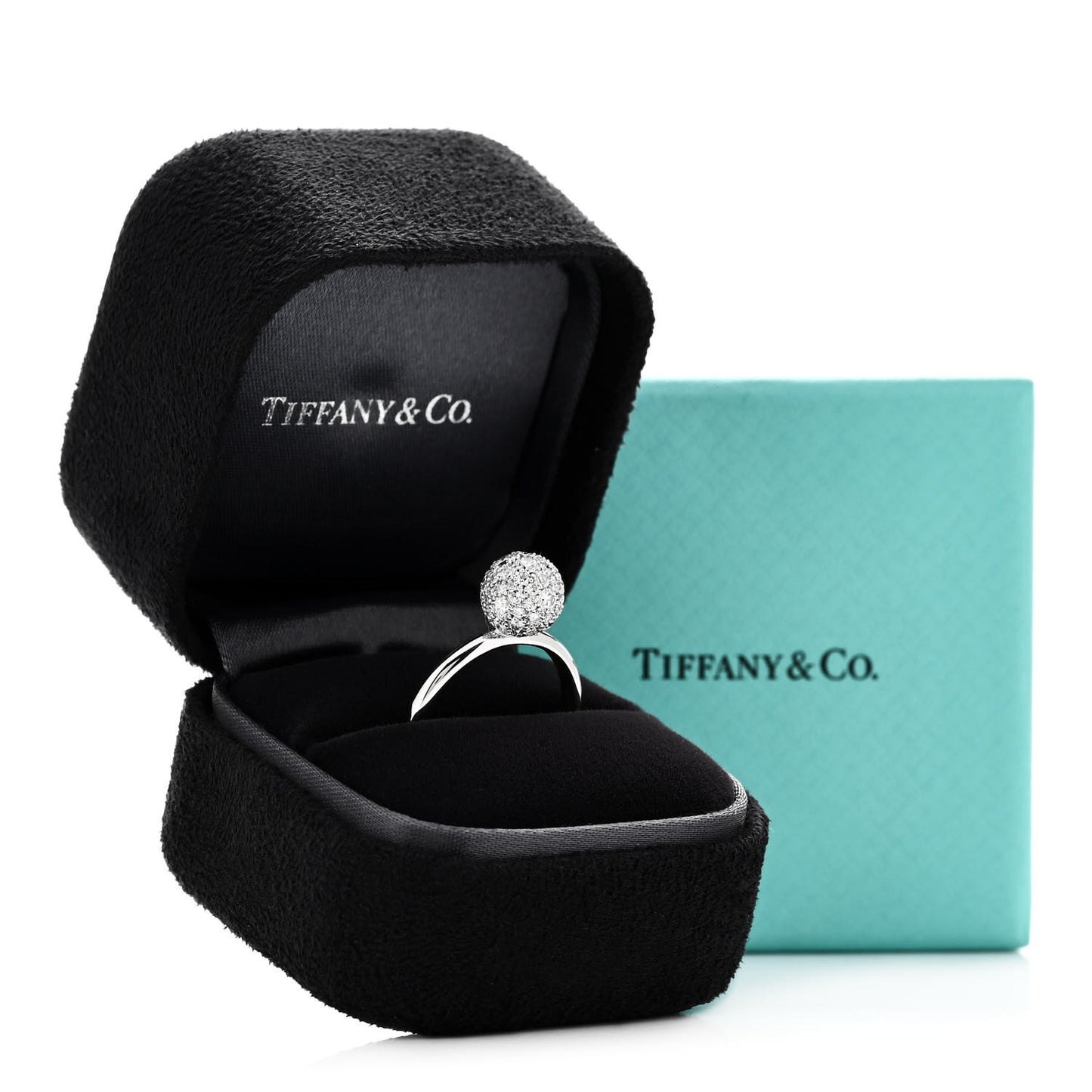 18K White Gold Diamond 8mm HardWear Ball Ring 55 7.25