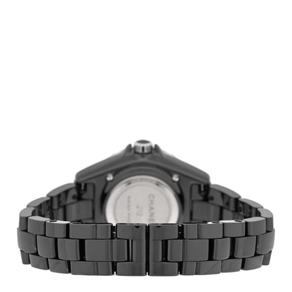 Chanel Stainless Steel Ceramic Diamond 33mm J12 Quartz Watch Black 3 of 4