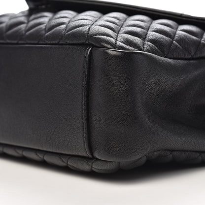 Saint Laurent Calfskin Mixed Matelasse Triquilt Large Monogram Satchel Black 10 of 11
