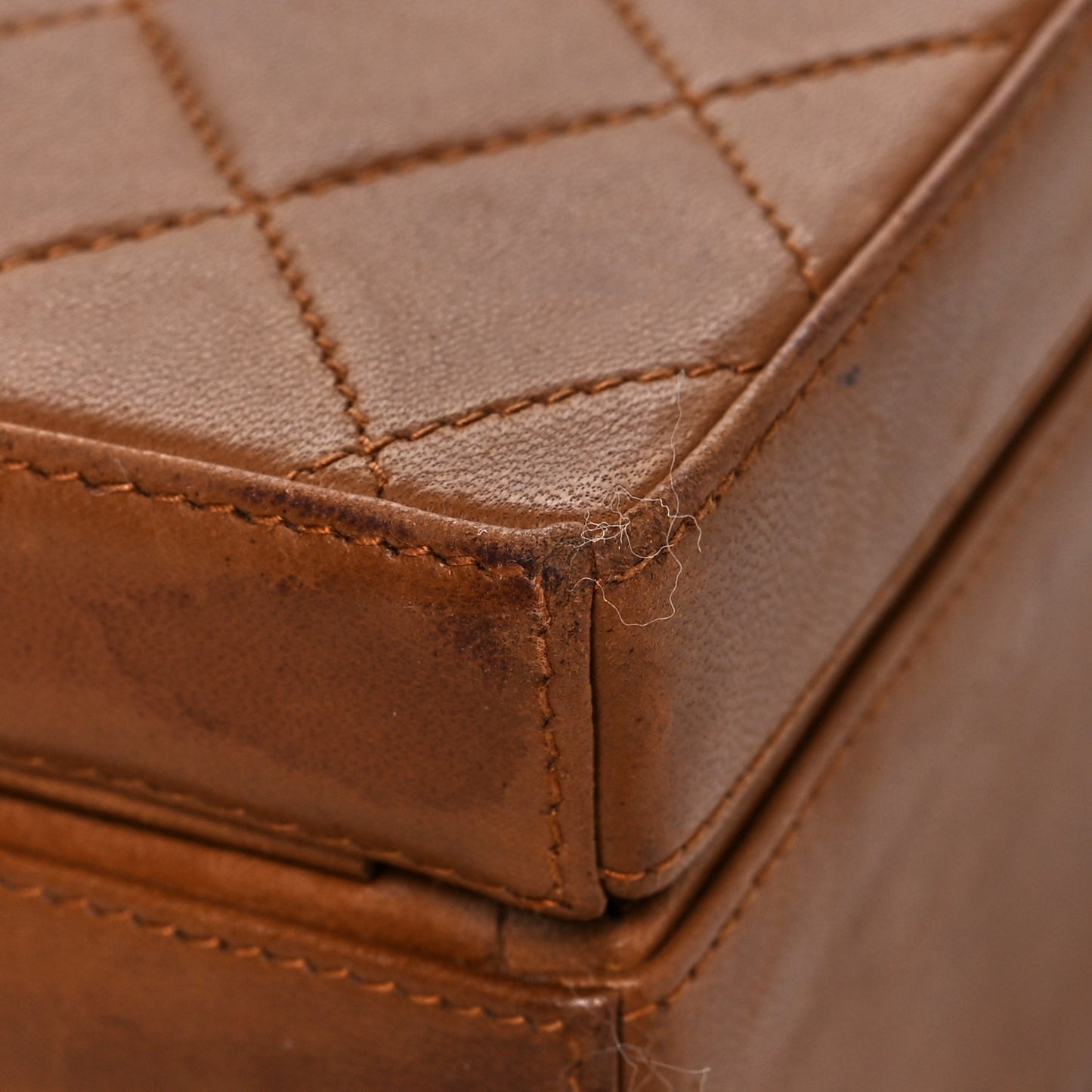 Lambskin Quilted Box Shoulder Bag Brown