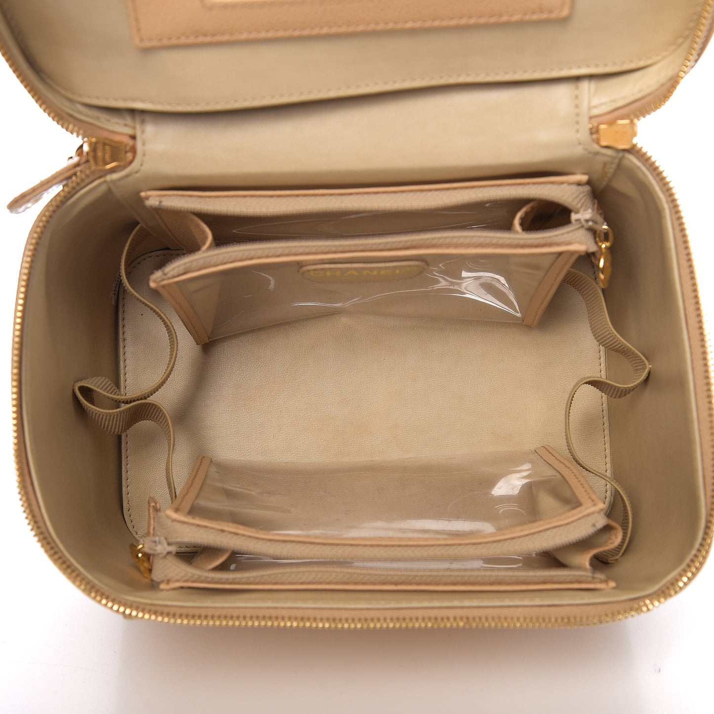 Caviar CC Vanity Train Case Beige