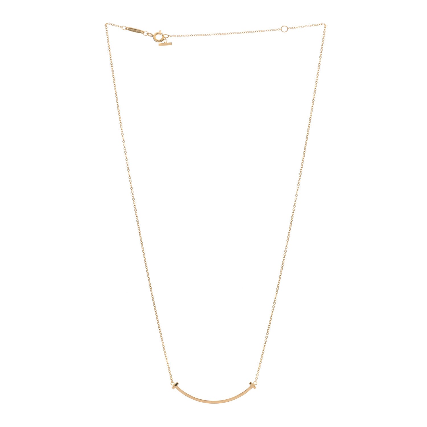 Tiffany 18K Rose Gold Small T Smile Pendant Necklace 2 of 3