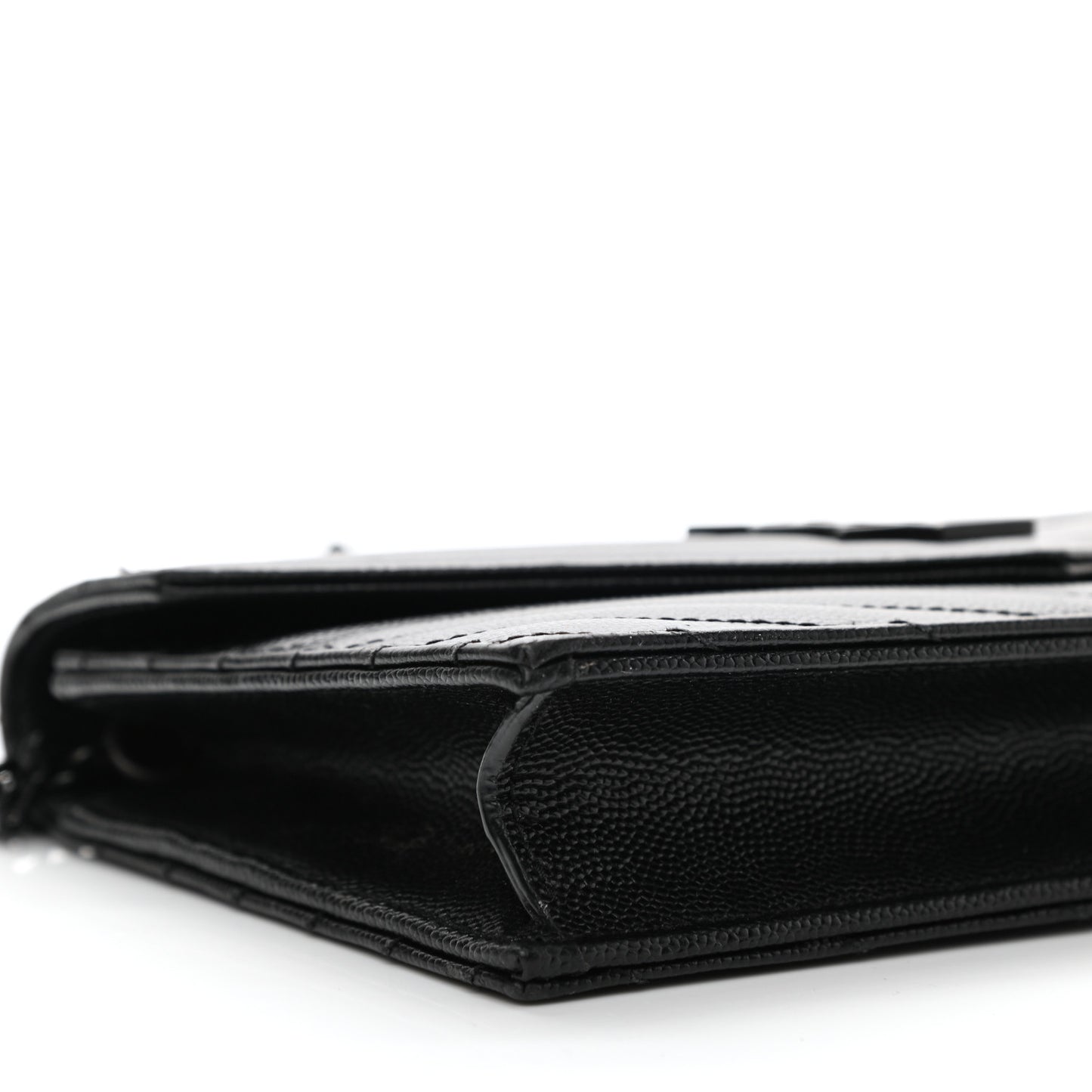 Grain De Poudre Matelasse Chevron Monogram Monochrome Envelope Chain Wallet Black