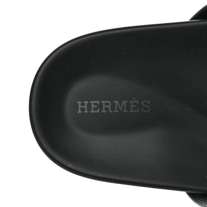 Hermes Calfskin Womens Chypre Sandals 37.5 Black 7 of 9