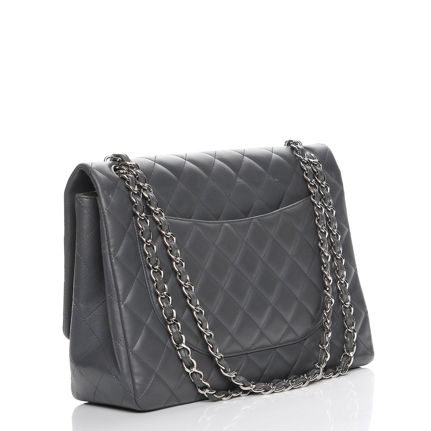 Chanel Lambskin Quilted Maxi Single Flap Grey 3 of 12