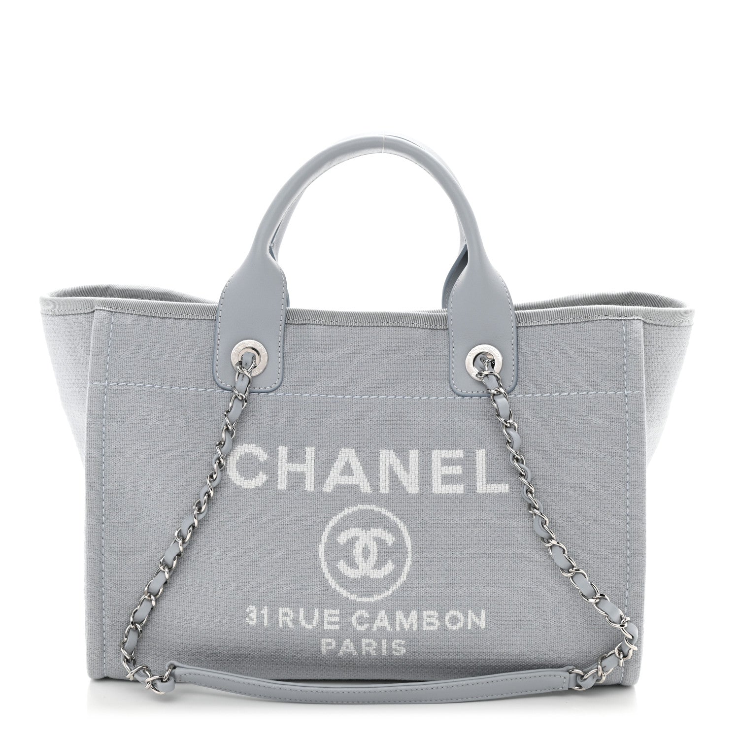 Chanel Mixed Fibers Small Deauville Tote Light Blue 3 of 10