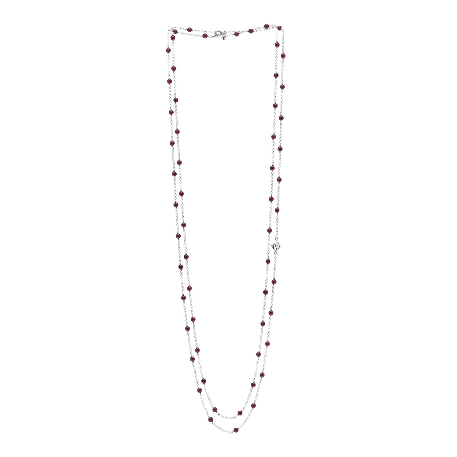 David Yurman DAVID YURMAN Sterling Silver Garnet Bead Chain Necklace 3 of 5