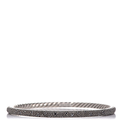 David Yurman Sterling Silver Black Diamond 4mm Midnight Melange Bangle Bracelet 3 of 5