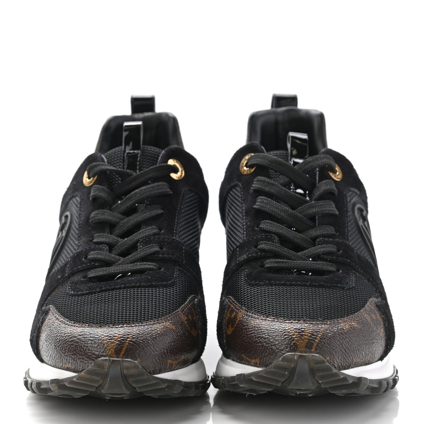 Suede Monogram Run Away Sneakers 38 Black
