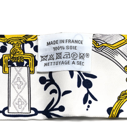 Hermes Silk Etriers Remix Twilly Marine White Or 2 of 4