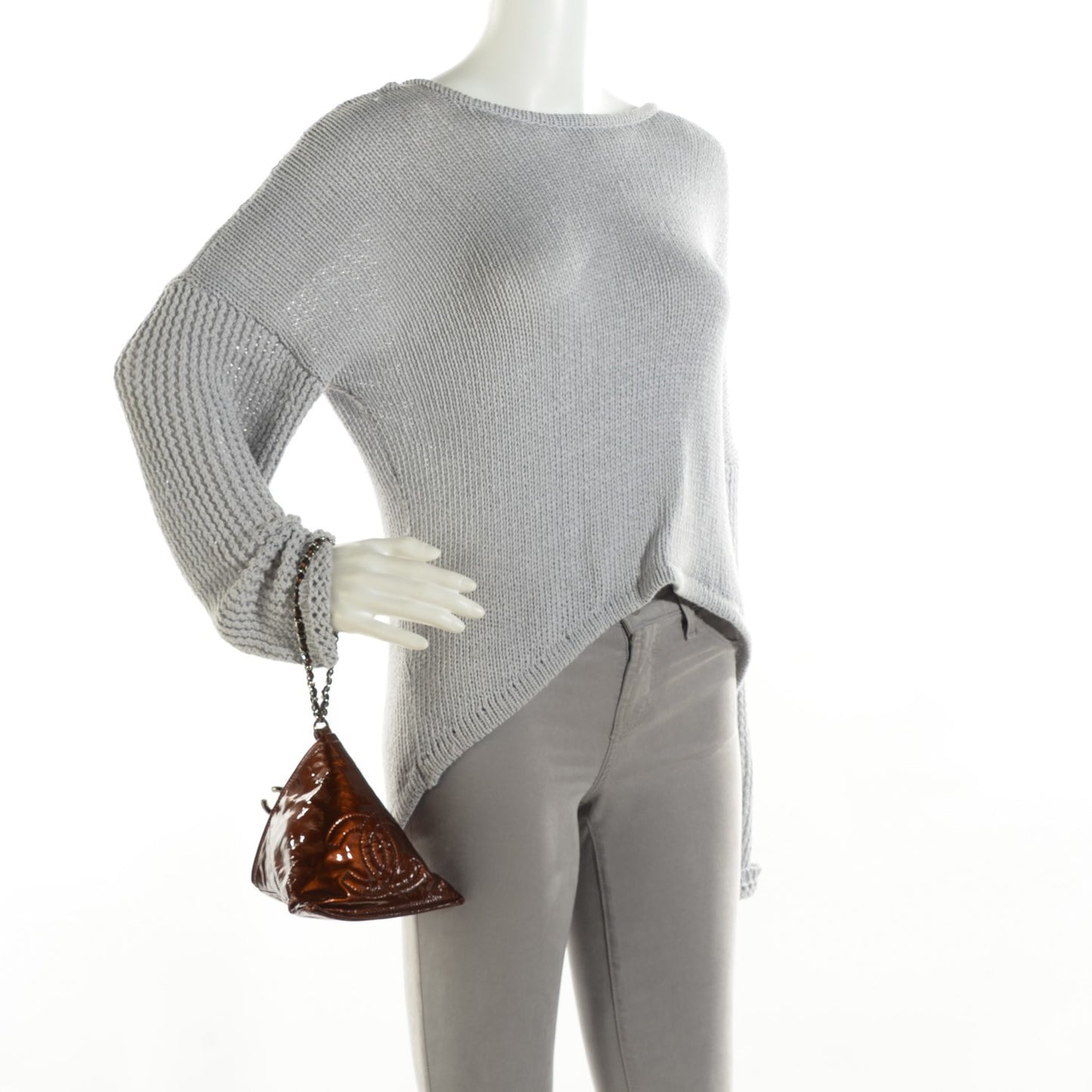 Patent Small Bonbons Wristlet Bronze