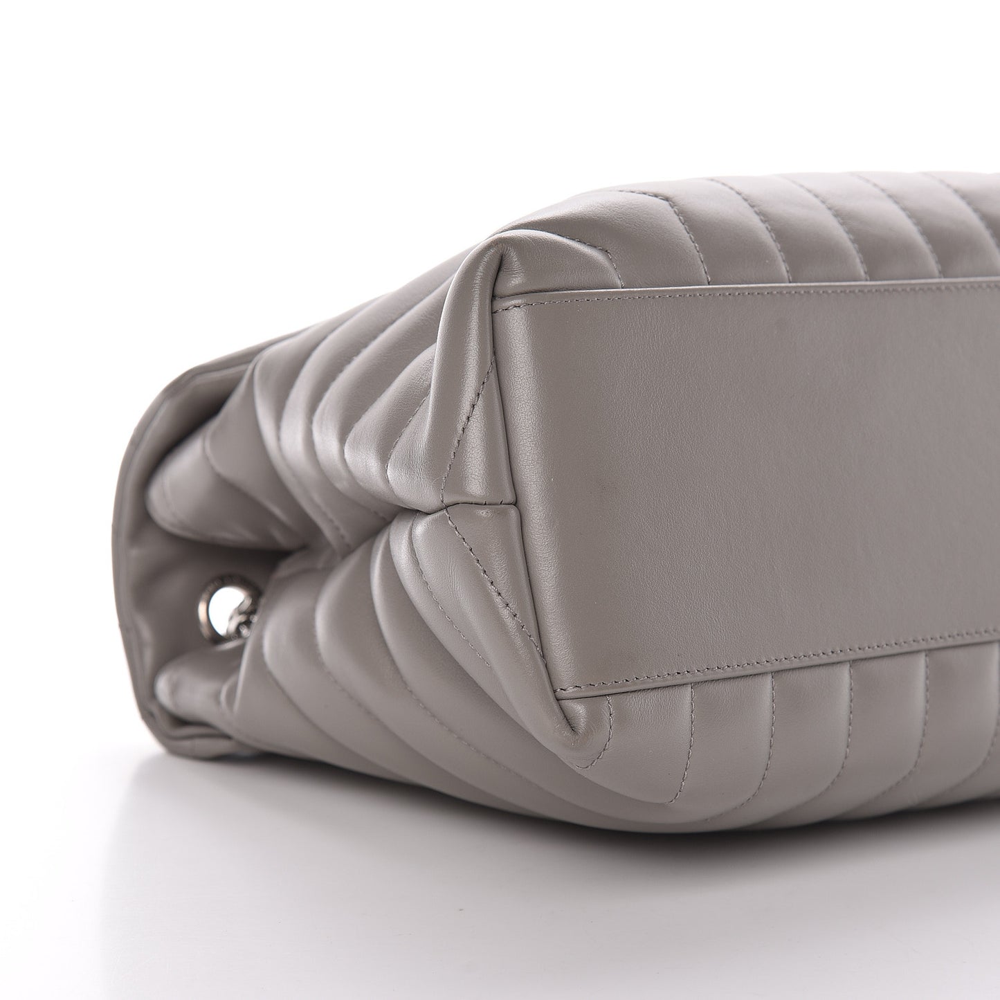 Calfskin Y Quilted Monogram Medium Loulou Chain Satchel Light Gray