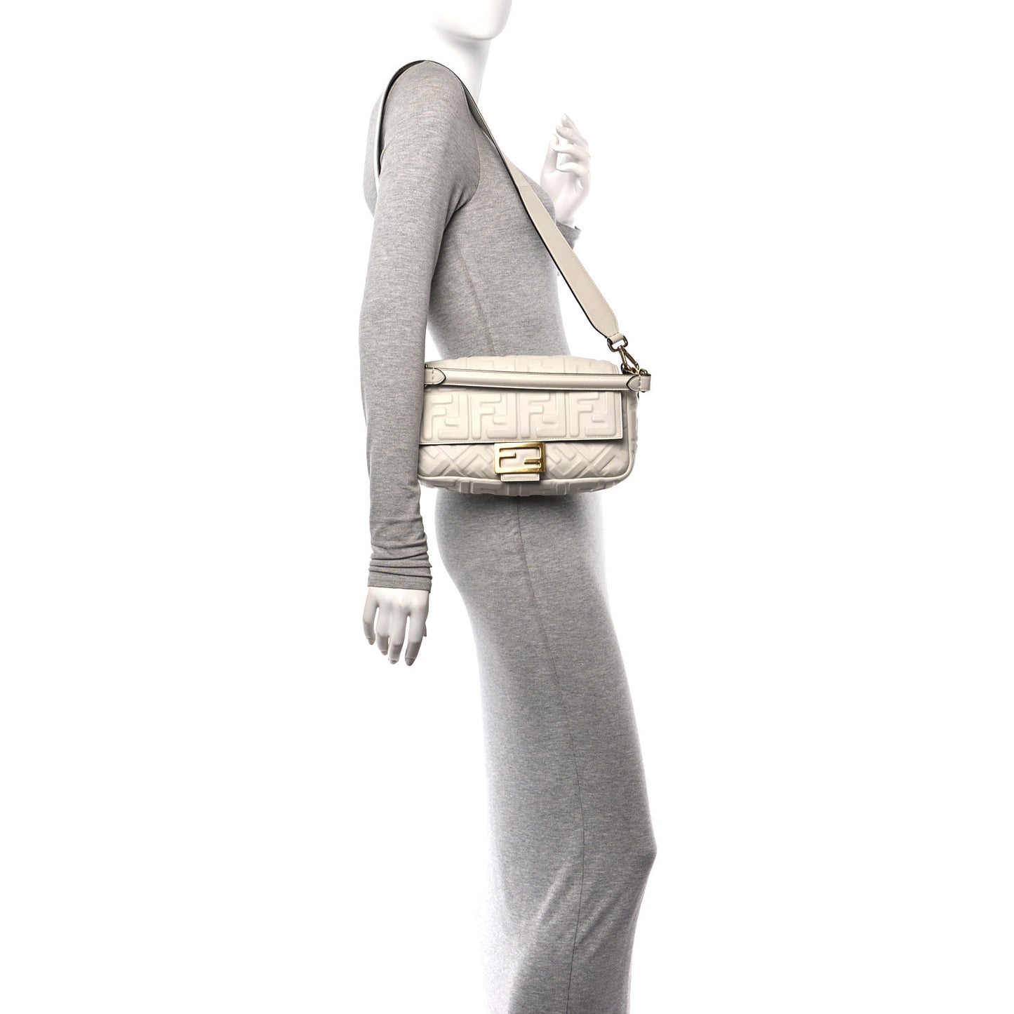 Nappa FF 1974 Embossed Baguette White