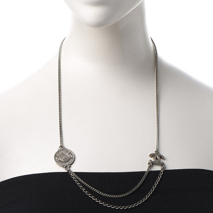 Chanel CC Coco Camellia Coin Necklace Silver 2 of 8