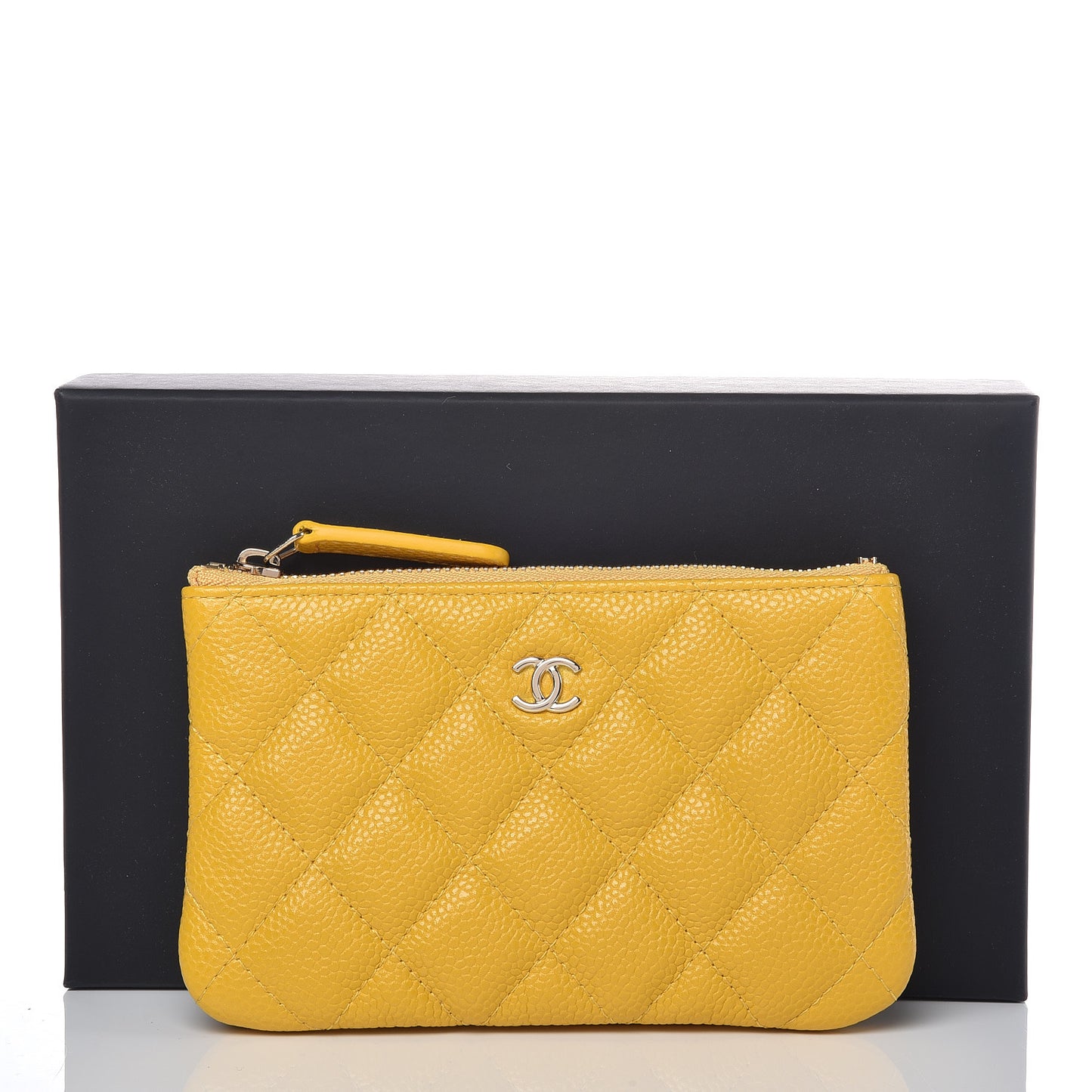 Caviar Quilted Small Cosmetic Case Yellow