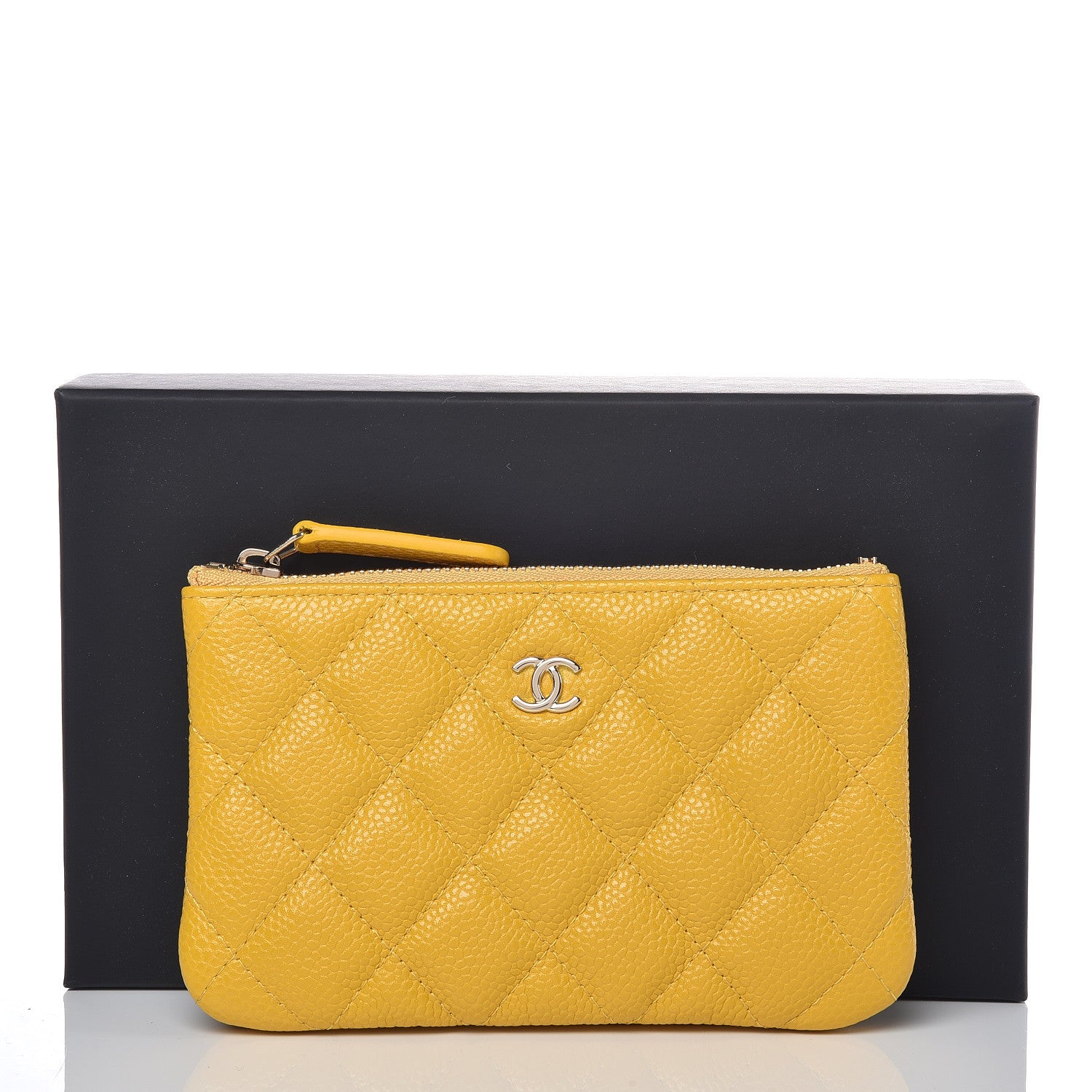 Chanel Caviar Quilted Small Cosmetic Case Yellow 8 of 8