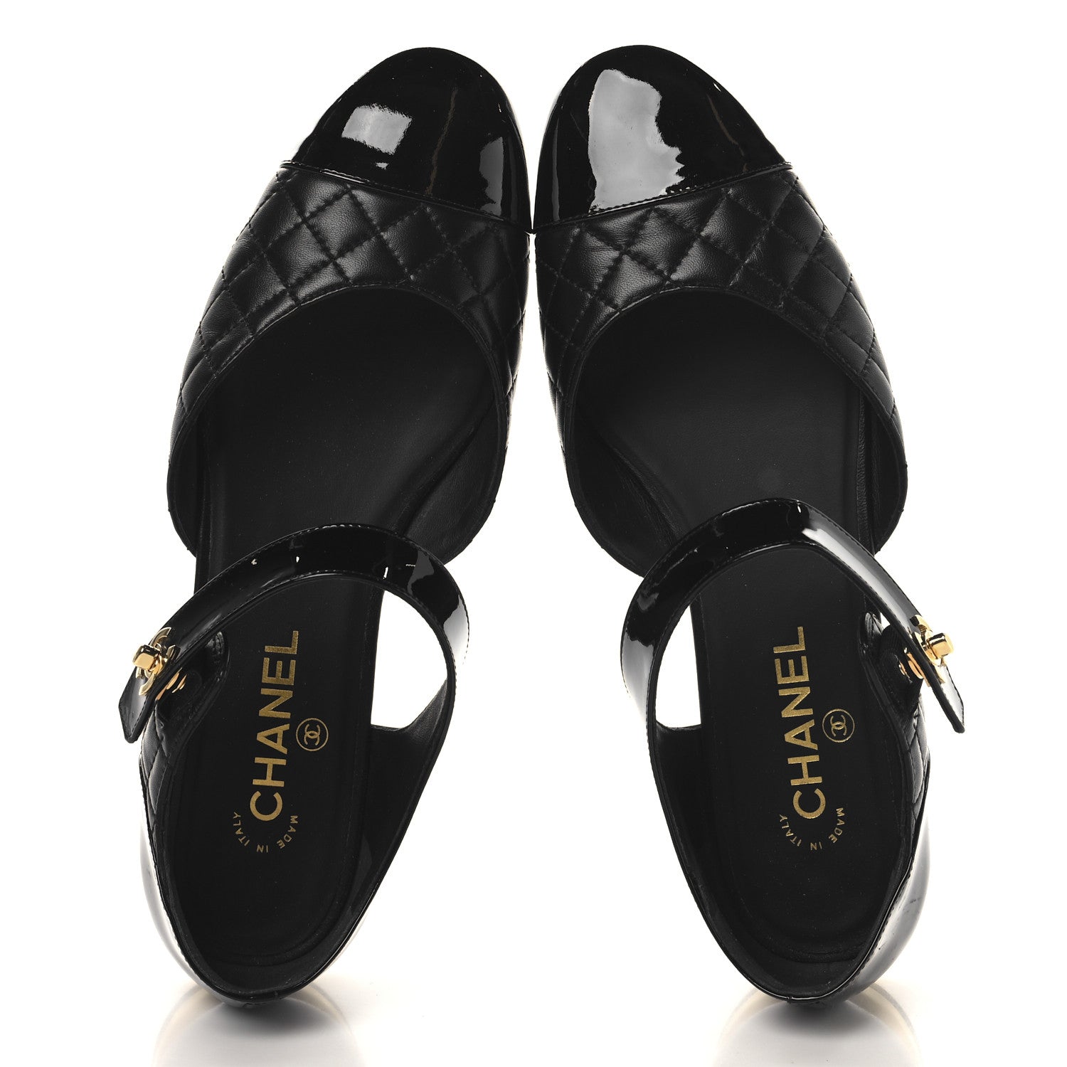 Chanel Patent Lambskin Quilted Cap Toe Ballerina Flats 41.5 Black 2 of 9