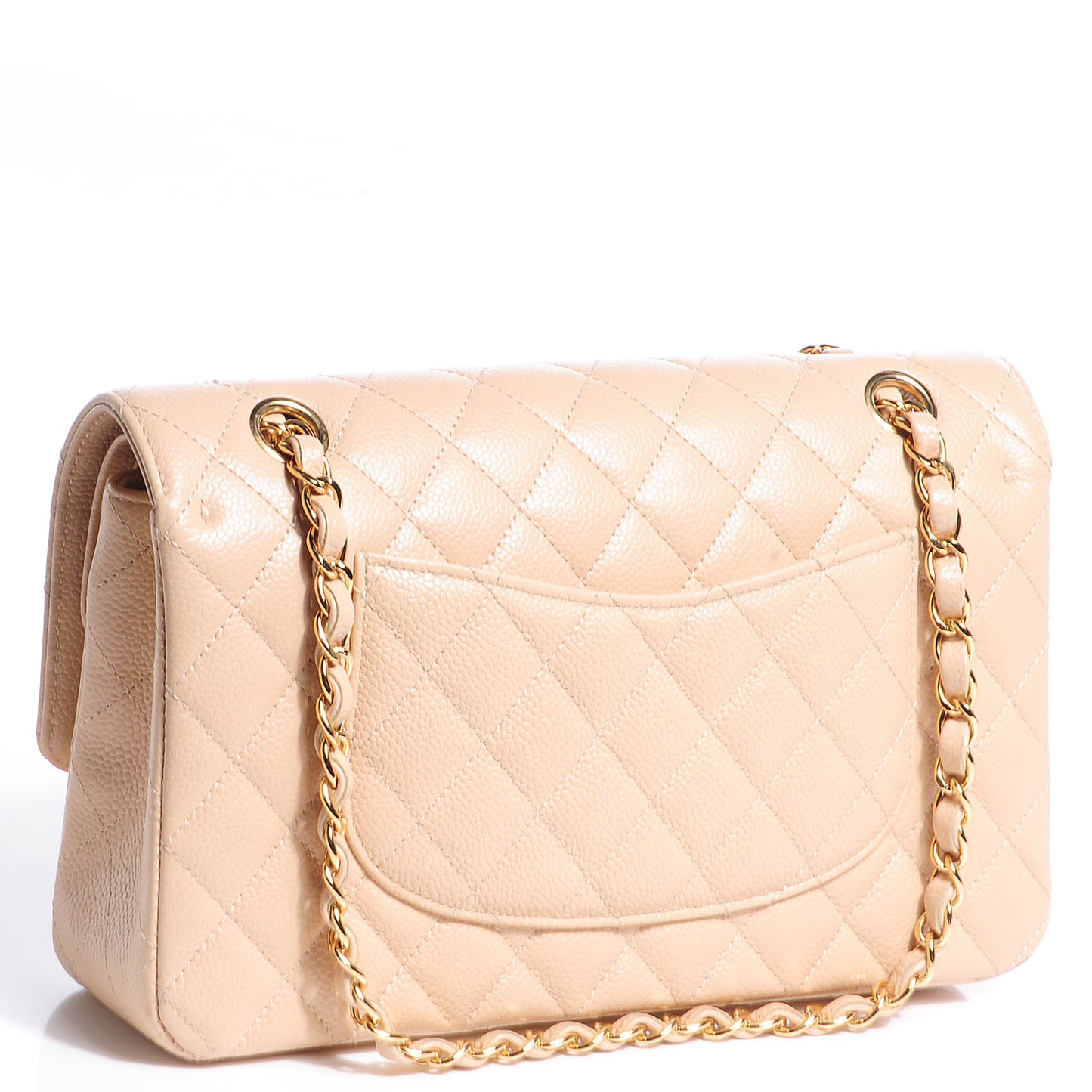 Caviar Quilted Medium Double Flap Beige Clair