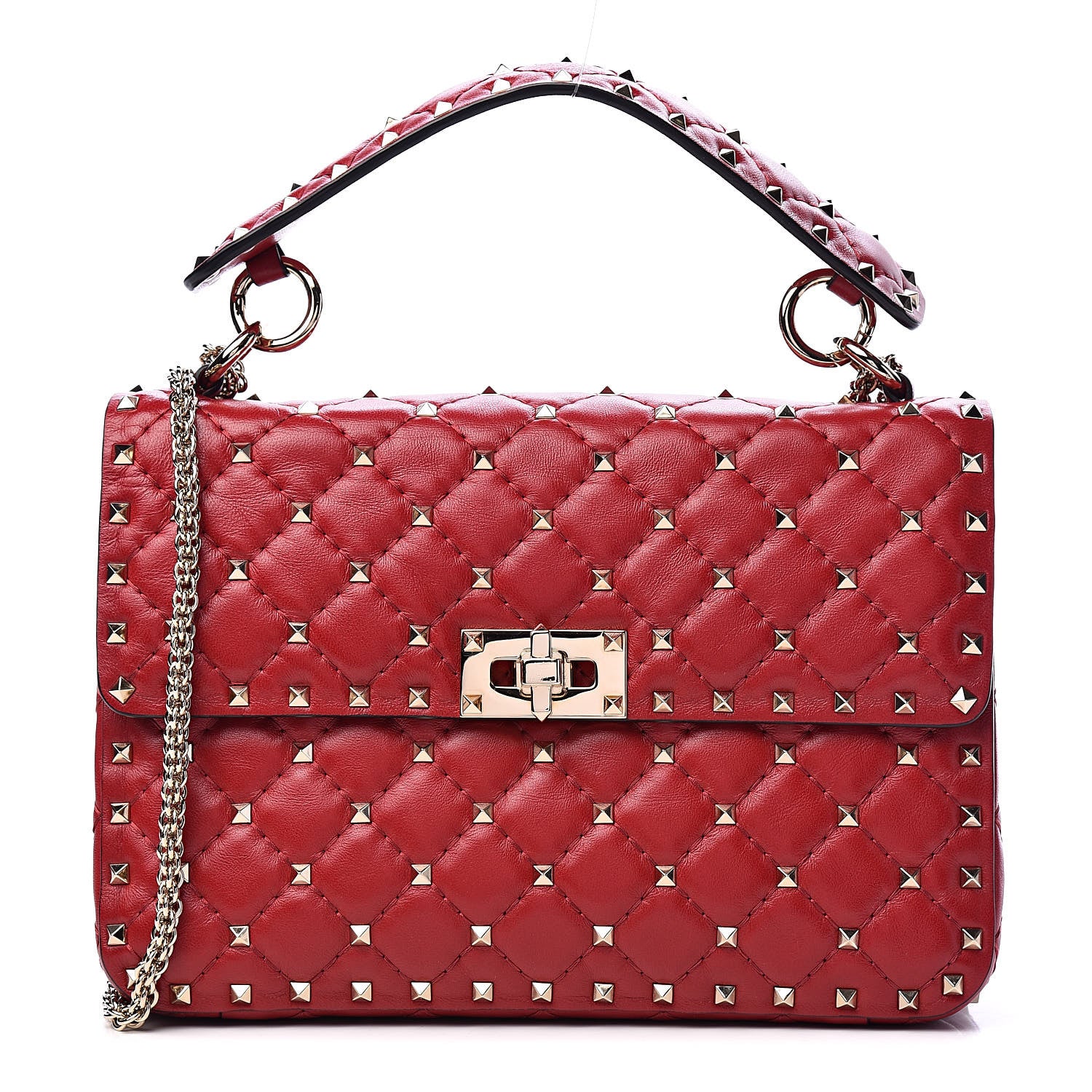 Valentino Garavani Nappa Medium Rockstud Spike Shoulder Bag Rosso Valentino 1 of 11