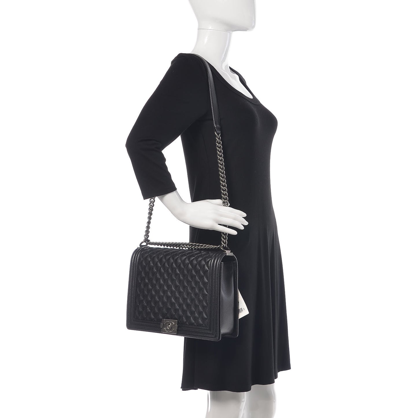 Caviar Quilted Large Boy Flap Black