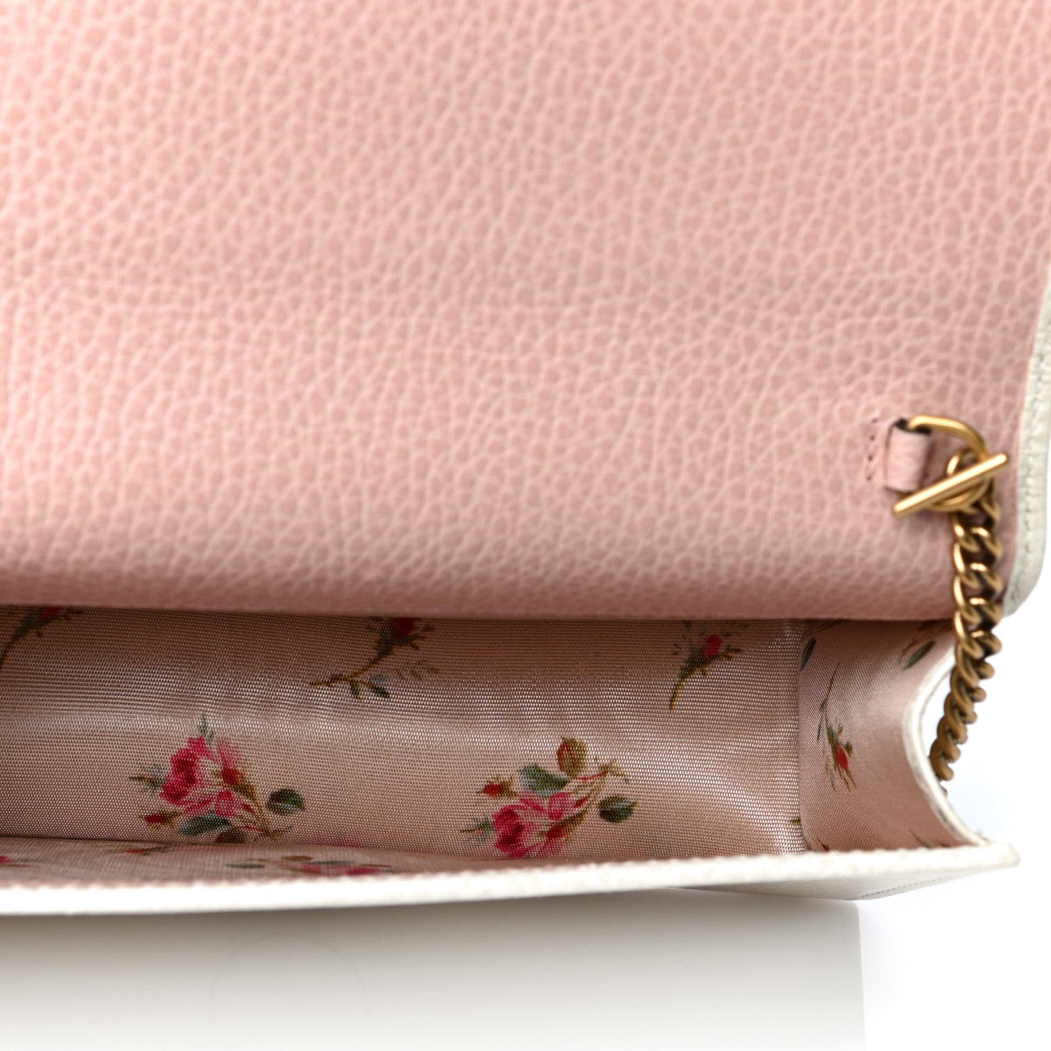 Gucci Calfskin GG Marmont Bow Chain Wallet White 4 of 12