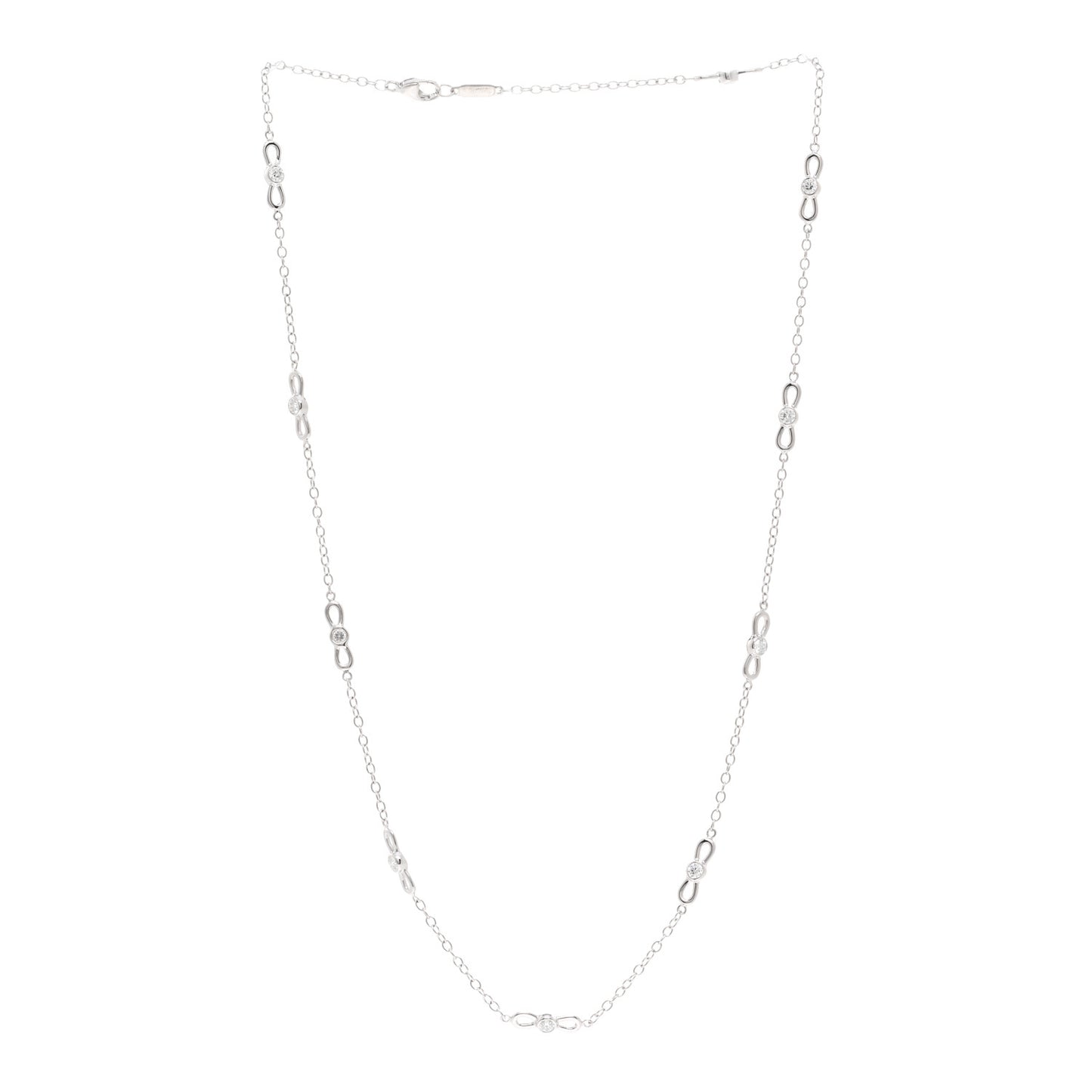 18K White Gold Diamond Infinity Station Necklace