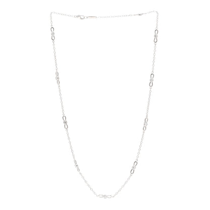 Tiffany 18K White Gold Diamond Infinity Station Necklace 3 of 5