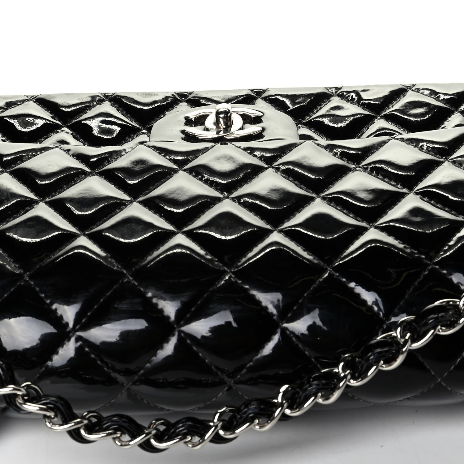 Chanel Patent Quilted Medium Double Flap Black 5 of 6