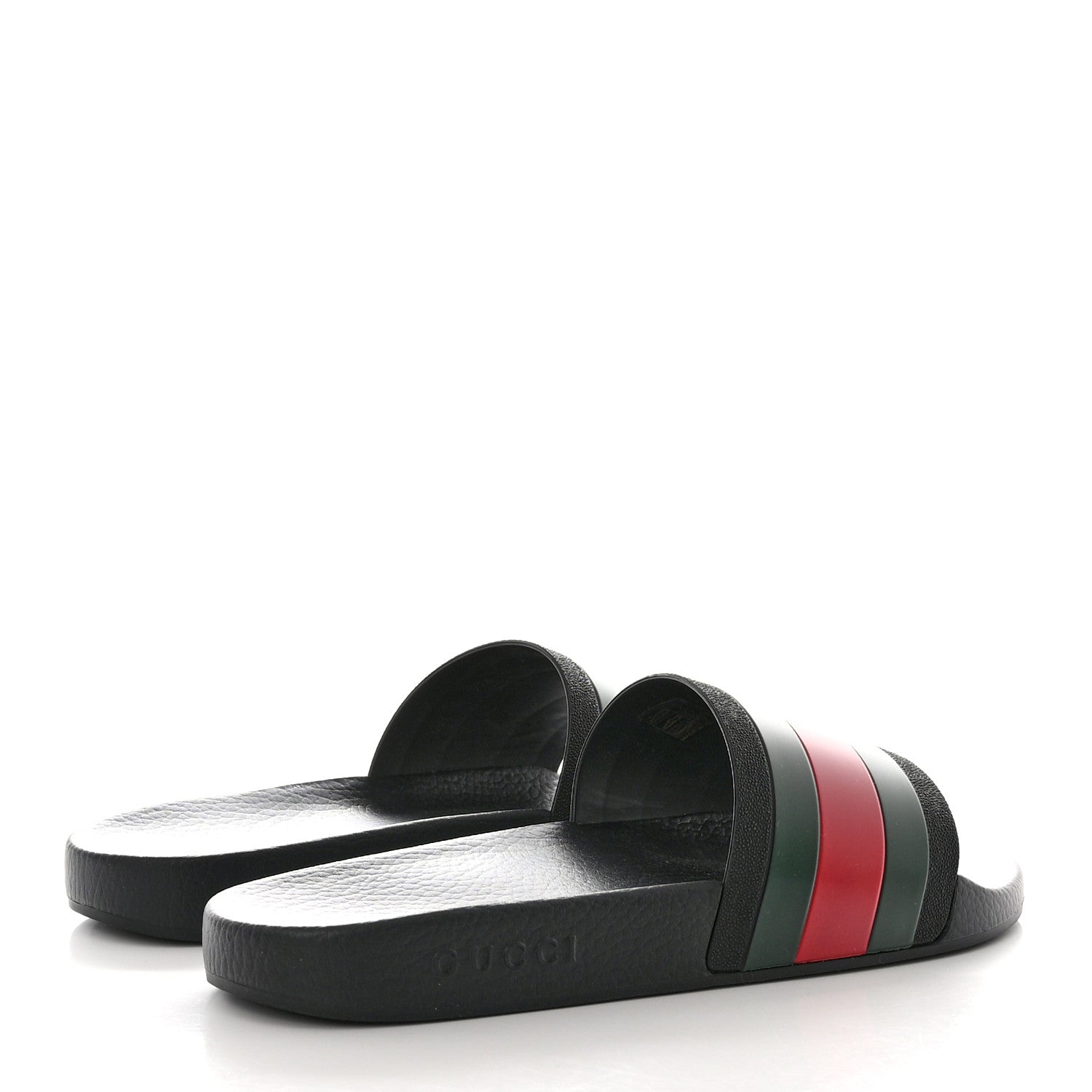 Gucci Rubber Web Mens Pool Slide Sandals 12 Black Green Red 4 of 10