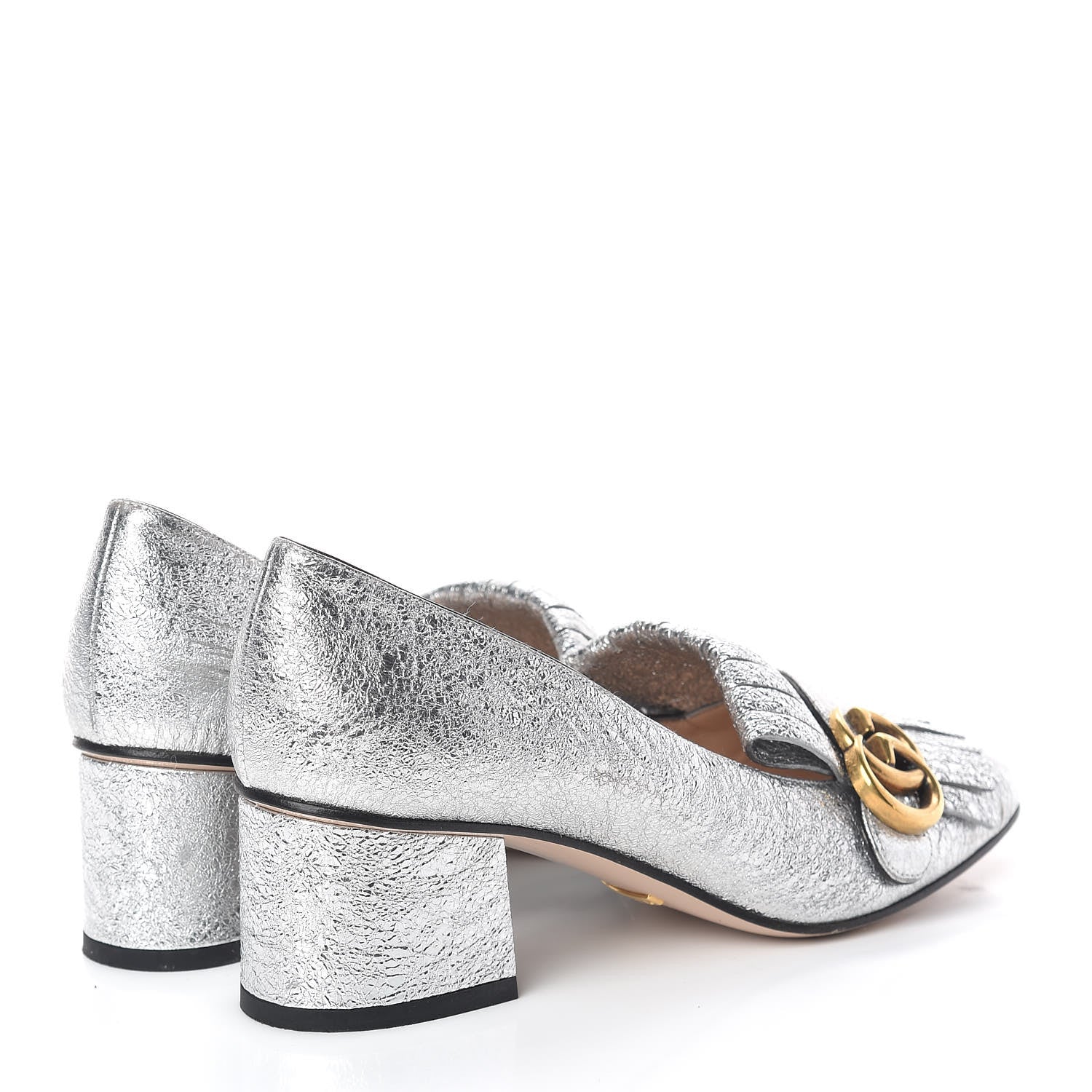 Gucci Galassia GG Marmont Fringe 50mm Loafer Pumps 37.5 Argento 6 of 11