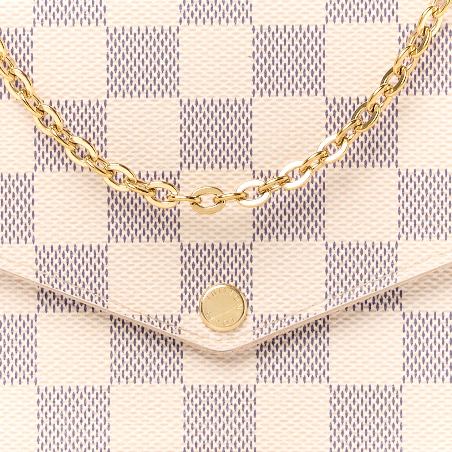 Damier Azur Pochette Felicie Chain Wallet Rose Ballerine