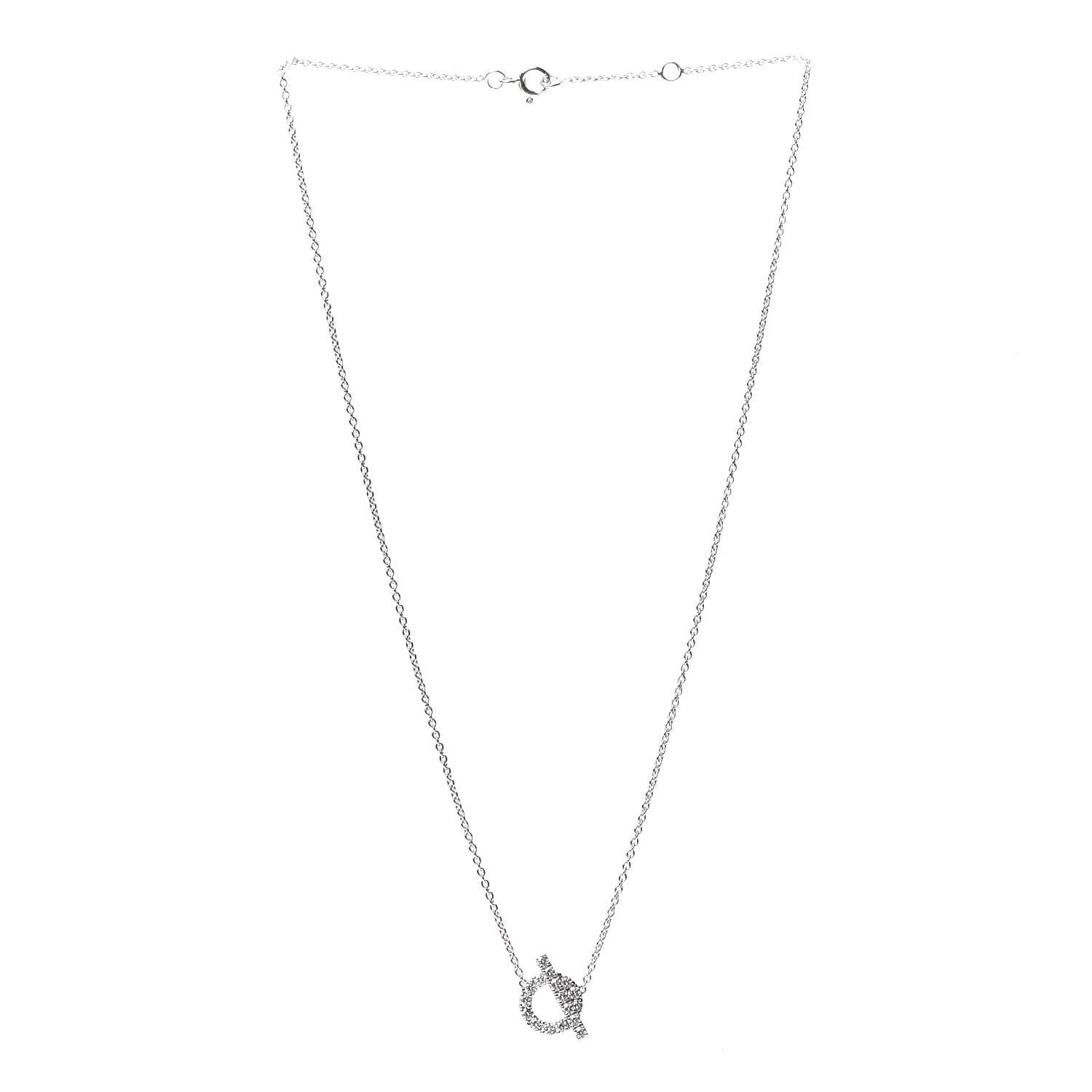 Hermes 18K White Gold Diamond Finesse Pendant Necklace 2 of 5
