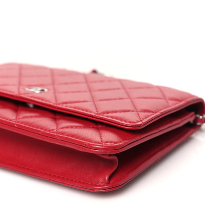 Chanel Lambskin Quilted Wallet On Chain WOC Red 11 of 11