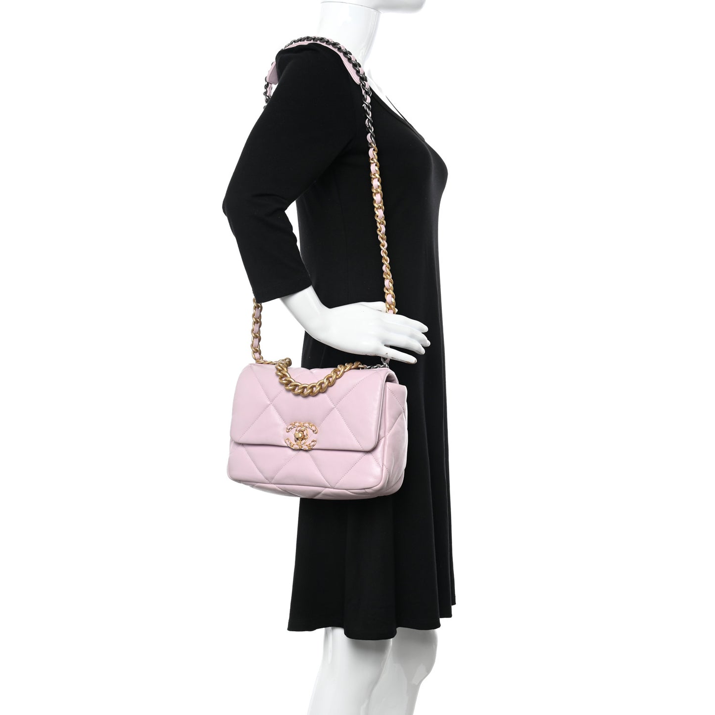Lambskin Quilted Medium Chanel 19 Flap Light Pink
