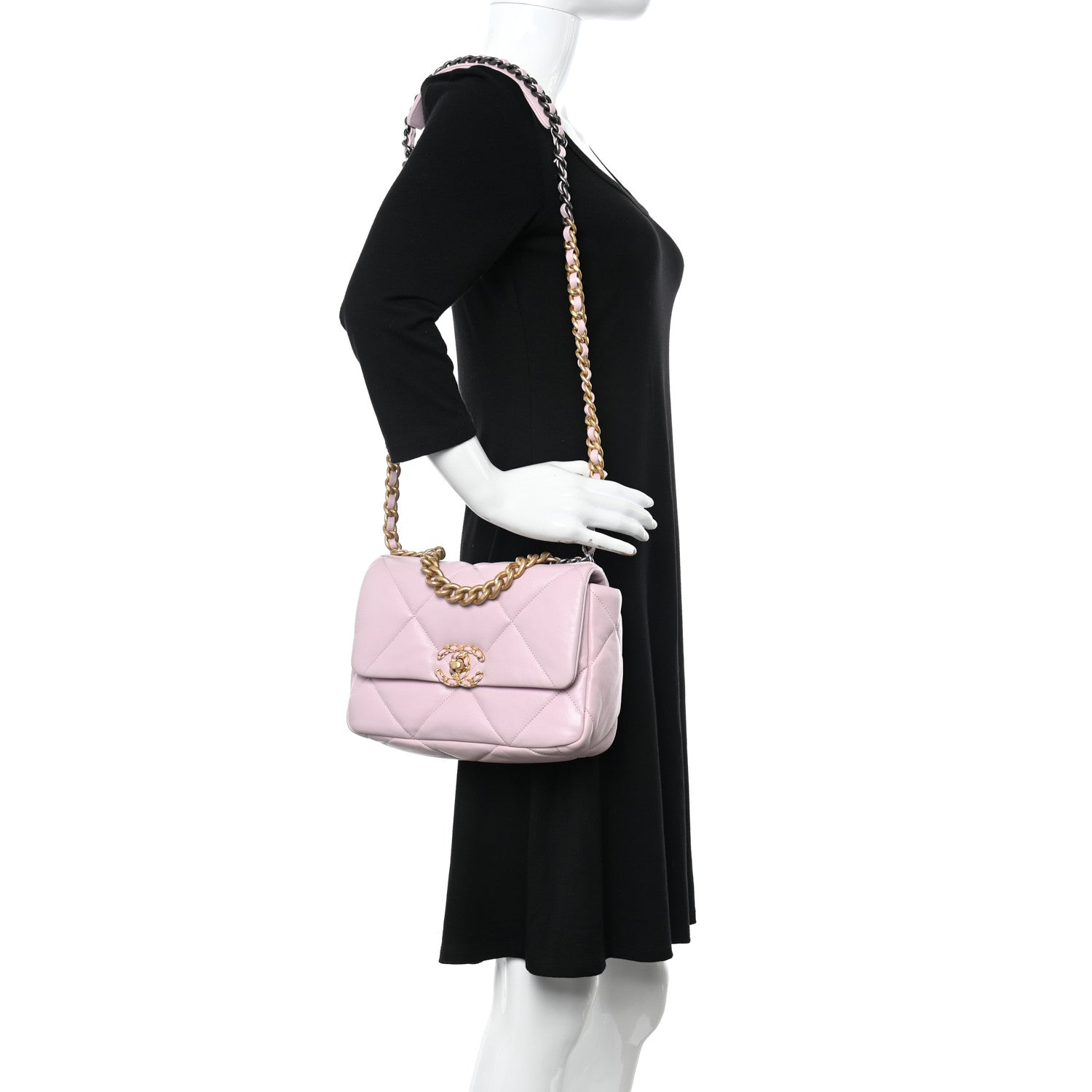 Chanel Lambskin Quilted Medium Chanel 19 Flap Light Pink 2 of 9