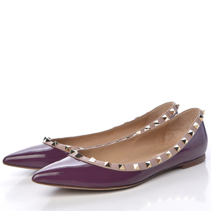 Valentino Garavani Patent Rockstud Ballerina Flats 38.5 Purple Poudre 3 of 20