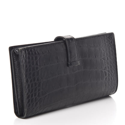 Hermes Matte Alligator Bearn Wallet Black 3 of 10