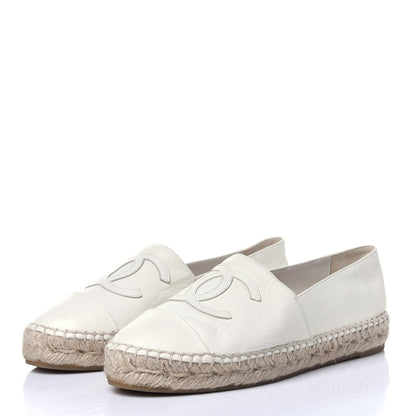 Chanel Calfskin CC Espadrilles 38 Ivory 3 of 13