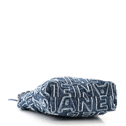 Chanel Washed Denim Logo Embroidered Mini Chanel 22 Blue 4 of 10
