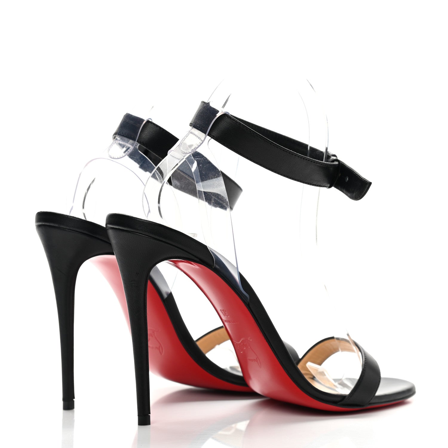 Christian Louboutin Shiny Nappa PVC Jonatina 100 Sandals 39 Black 4 of 8