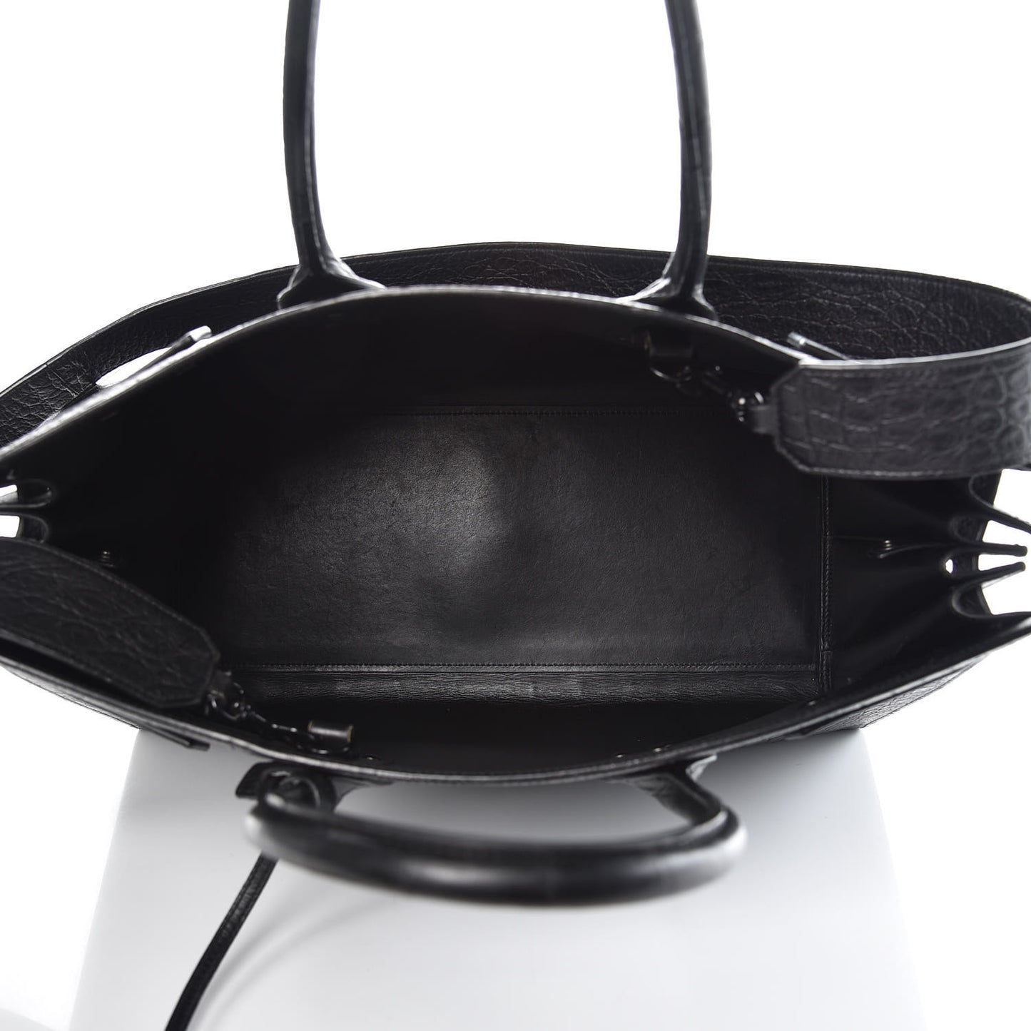Calfskin Crocodile Embossed Large Sac De Jour Carryall Black